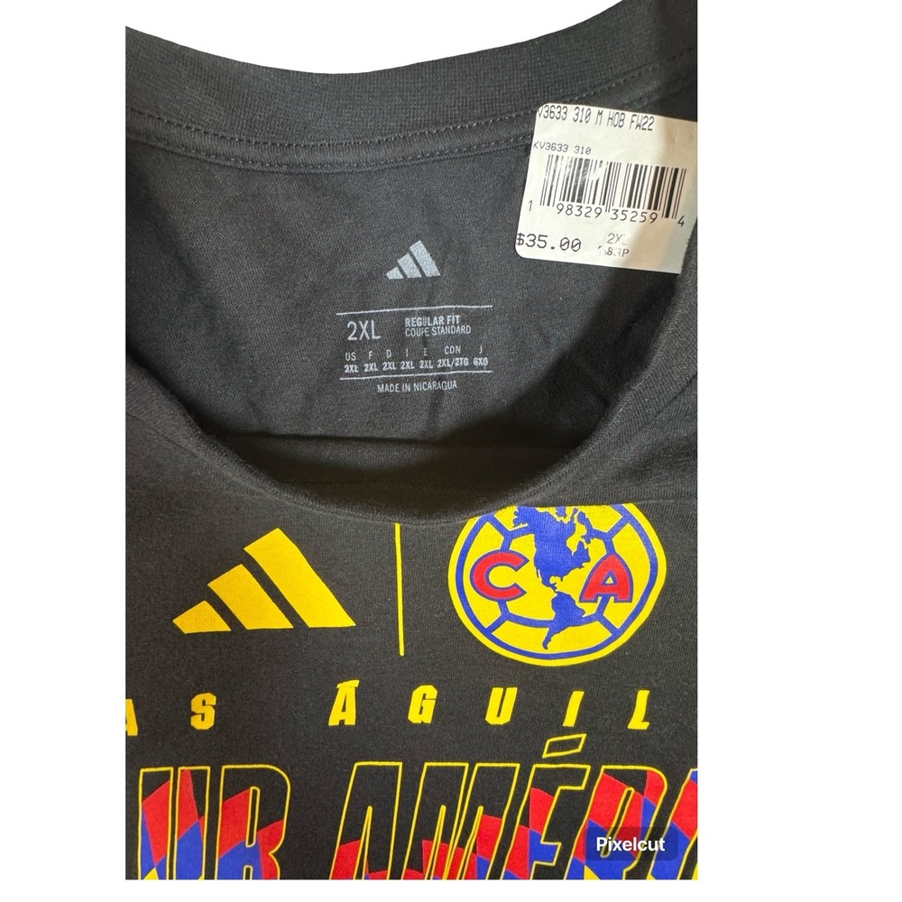 Adidas Club America Las Aguilas Mens Black 2XLarge Graphic T-Shirt - Picture 3 of 4